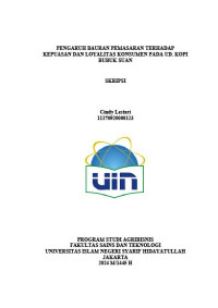 Pengaruh bauran pemasaran terhadap kepuasan dan loyalitas konsumen pada ud. Kopi bubuk suan